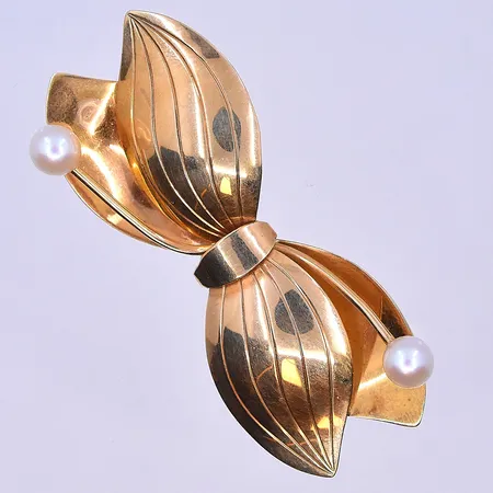 Brosch Stig Bert längd 48 mm, bredd 20 mm 18K. Vikt: 5,3 g