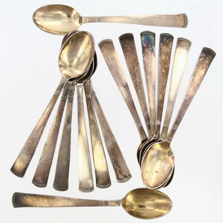 14 kaffeskedar Rosenholm, längd: 12cm, 830/1000 silver Vikt: 230 g