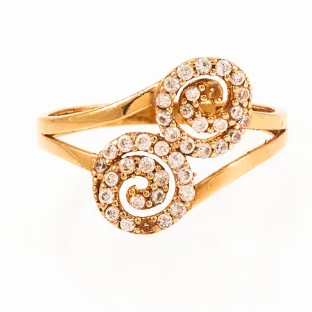Ring med vita stenar stl:18½ bredd 2-14mm, stenar saknas, 21K 2,6g.