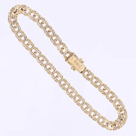 Armband Bismarck 19cm bredd 6mm tillv. BEH Bengt Hallberg Guldsmeds AB, kistlås, bruksslitage 18K Vikt: 10 g
