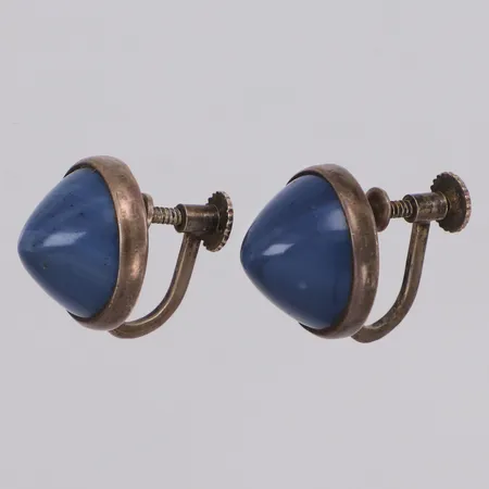 Örhängen med blå stenar Ø14mm, skruvlås, 835/1000 silver Vikt: 6 g