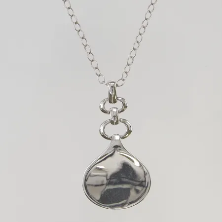 Collier 45cm hänge 45mm, ELLE, rosa safir på baksidan, 925/1000 Silver 15,2g.