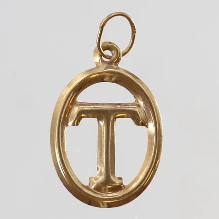 Hänge "T" 21x11mm ink öga 14K.  Vikt: 0,2 g