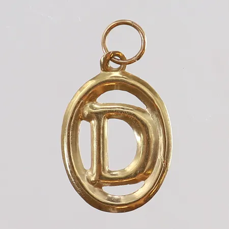 Hänge "D" 19x11mm ink öga 14K.  Vikt: 0,2 g