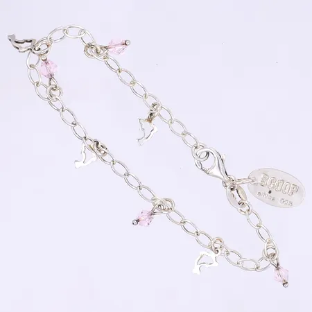 Armband med rosa stenar 17cm bredd 3mm 925/1000 silver Vikt: 4,8 g