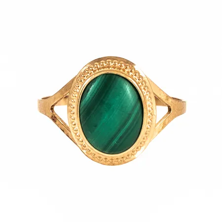Ring med en malakit stl:17 bredd 1,5-13mm, matt sten, 18K 1,5g.