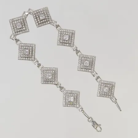 Armband 19,5cm bredd 16mm vita stenar 925/1000 Silver 15,0g.