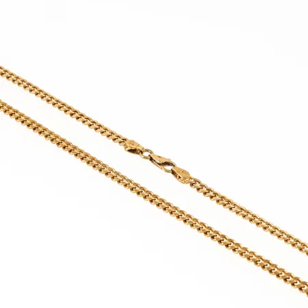 Kedja kantslipad pansar i 14K guld. Längd 50 cm. Bredd 4,3 mm. Karbinhake. Vikt 29,0g Vikt: 29 g