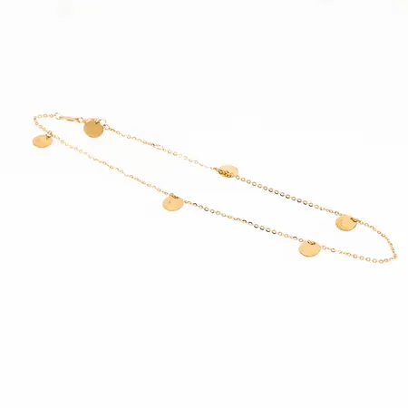 Vristlänk Guldfynd med dekor av 6 rondeller Ø6mm längd 23/25cm bredd 1,1mm, 18K 1,3g.
