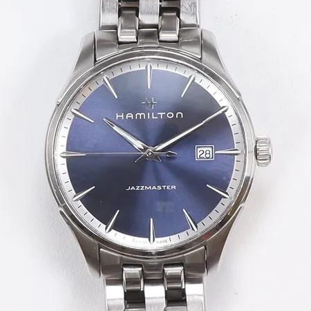 Herrur Hamilton Jazzmaster, Ø39mm, refnr:H32410, serienr:2DG9DZMG, quartz, datum, stållänk, smärre slitage, med box