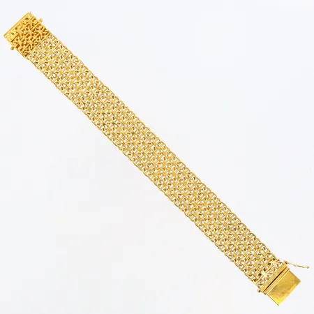 Armband X-länk med stav längd 19cm, bredd 19mm, GFAB, en låsåtta saknas, 18K Vikt: 50,8 g