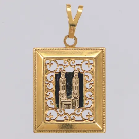 Hänge religiöst motiv, 38x21mm, genombruten dekor, 18K Vikt: 5,3 g