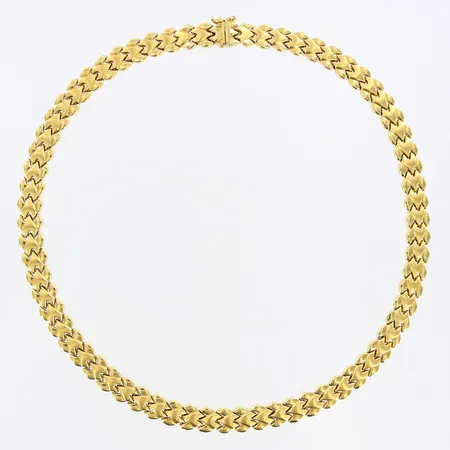 Collier halvstelt caØ12,5cm, bredd: 8mm, 14K Vikt: 28,3 g