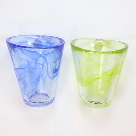 2 Dricksglas, Ulrica Hydman Vallien, ur serien Mine, kosta Boda, höjd 11-12cm, signerad