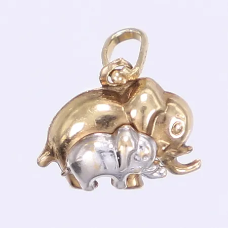 Hänge elefanter 13x11mm, vitguld/rödguld, ojämn ögla, 18K Vikt: 0,7 g
