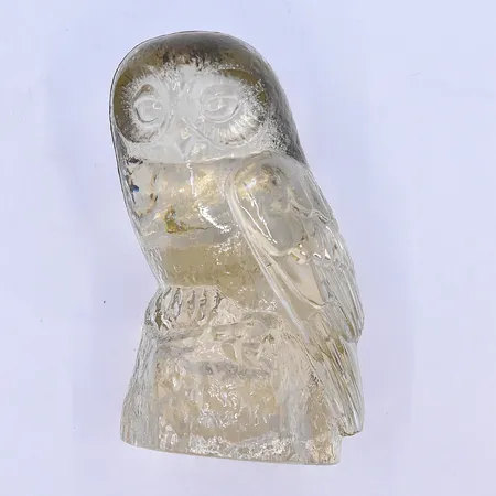 Skulptur fågel formgiven av Paul Hoff Svensk glas/WWF höjd 8 cm, gul/grön glasmassa signerad 1970-80-tal.