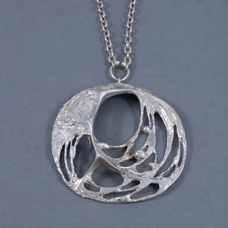 Collier Karl Laine "Spiderweb" Ø65mm kedja 65cm, silver 830/1000 43,7g.  