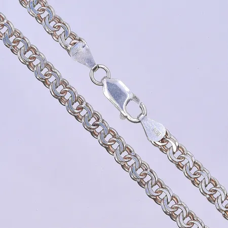 Collier Bismarck längd 43 cm, bredd 5 mm silver 925/1000. Vikt: 17 g