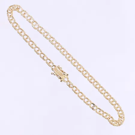 Armband bismarck 20cm bredd 4mm tillv. Guldfynd , kistlås, bruksslitage 18K Vikt: 4,8 g