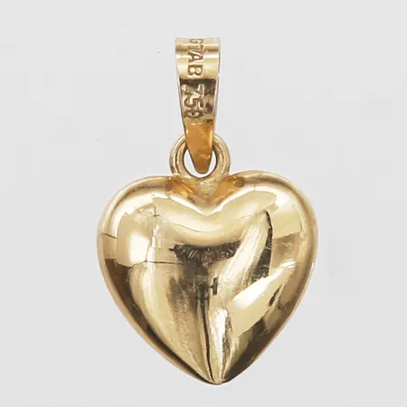 Hänge i form av ett hjärta, höjd 17mm inklusive ögla, 18K guld Vikt: 0,6 g