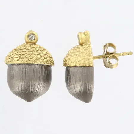 Örhängen ekollon med sten, längd:19mm, förgyllt silver, 925/1000 silver Vikt: 6,2 g