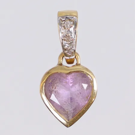Hänge med lila sten och diamanter 3x0,001ct, 20x9mm, 18K Vikt: 1,6 g