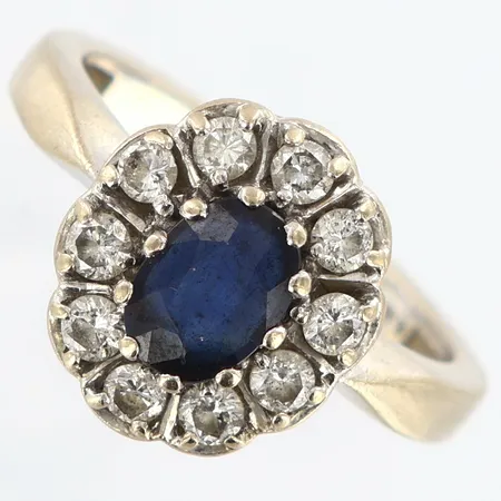 Ring vitguld med safir och diamanter, 0,50ct enligt gravyr, stl:17, GFAB, 18K Vikt: 5,5 g