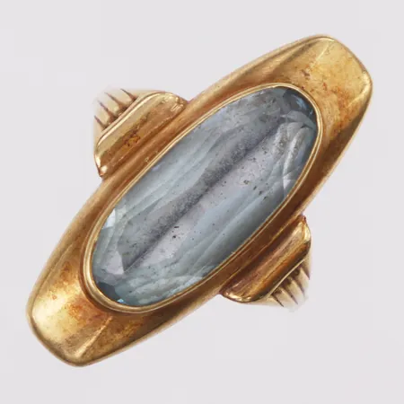 Ring blå sten stl:16¼ bredd 1,5-25mm, 14K  Vikt: 3,7 g