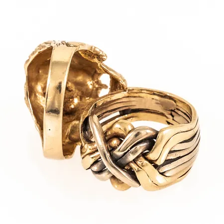 2 ringar med skeva/buckliga skenor 14K 22,1g.
