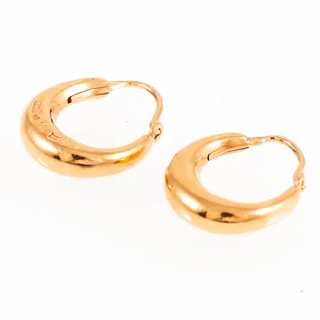 Mormorscreoler Ø14,5mm bredd nertill 4,5mm, små ojämnheter, 18K 2,0g.  