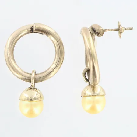 Örhängen med pärlor, längd: ca30mm, 1 stopp saknas, 830/1000 silver Vikt: 10,7 g