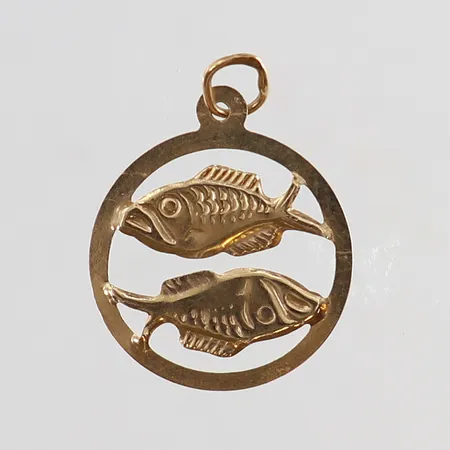 Hänge fiskar Ø15mm 14K. Vikt: 0,3 g