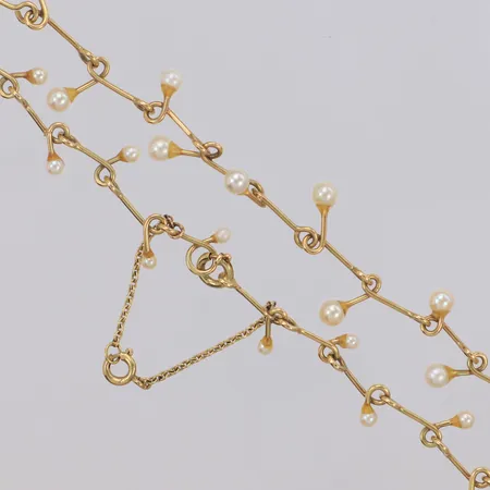Collier med odlade pärlor längd 51cm, bredd 13mm, säkerhetskedja, 14K Vikt: 13,6 g
