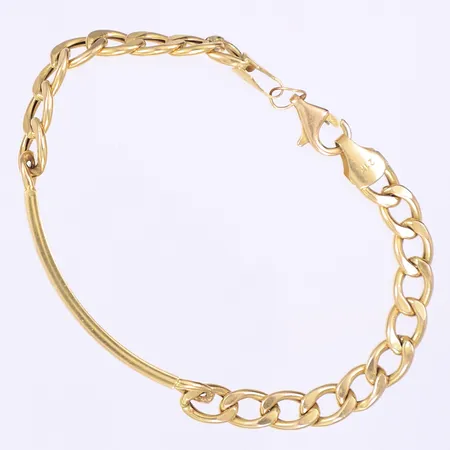 Armband pansarlänk med bricka 17,5cm bredd 6mm, gravyr, 21K Vikt: 7,4 g