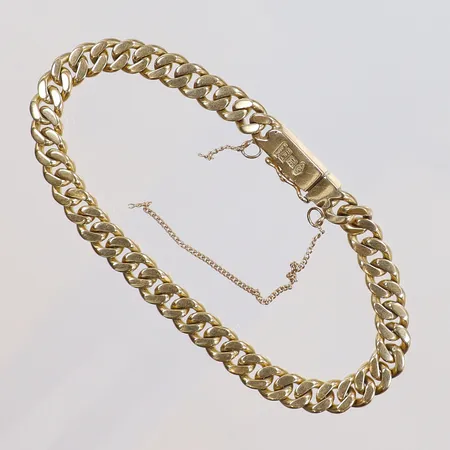 Armband Pansar, längd 19cm, bredd 5mm, defekt säkerhetskedja, 18K Vikt: 23,8 g