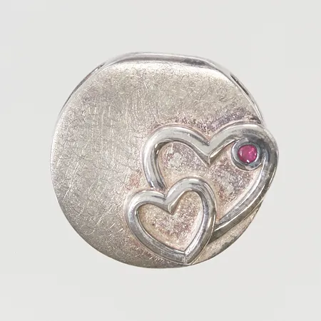 Hänge 20mm röd sten 925/1000 Silver 7,0g.