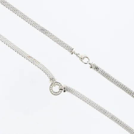 Collier genombruten dekor med vita stenar GHA, längd ca45,5cm bredd 5mm, 925/1000 Silver Vikt: 11,4 g