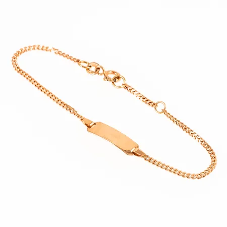 Barnarmband med gravyrbricka längd 14/16cm bredd 1,7-5mm, 18K 2,4g.