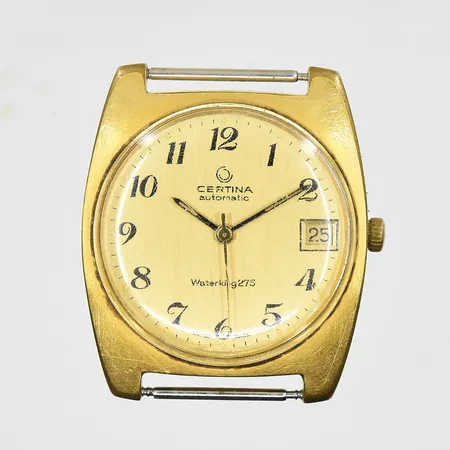 Herrur Certina Waterking 275 stål automat datum, boett 32x32 mm, repigt glas, trög krona. Vikt: 0 g