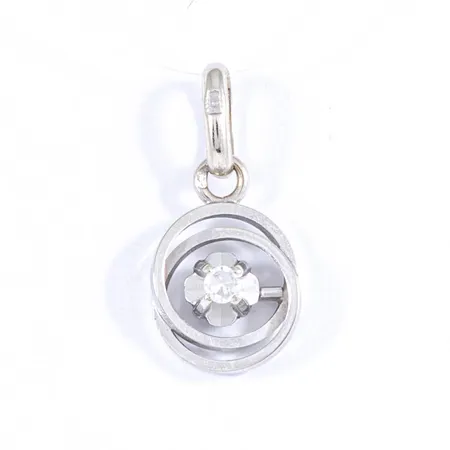 Hänge med diamant ca 0,01ct längd 18,8 mm inkl. ögla, bredd 9 mm, vitguld 18K 1,2g.