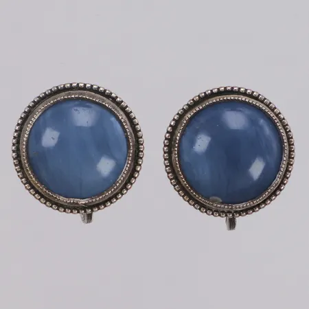 Örhängen med blå stenar Ø18mm, skruvlås, 830/1000 silver Vikt: 6,8 g