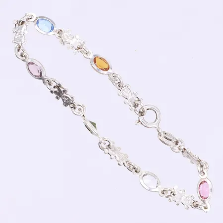 Armband med färgade stenar 16cm bredd 4mm 925/1000 silver Vikt: 4,6 g