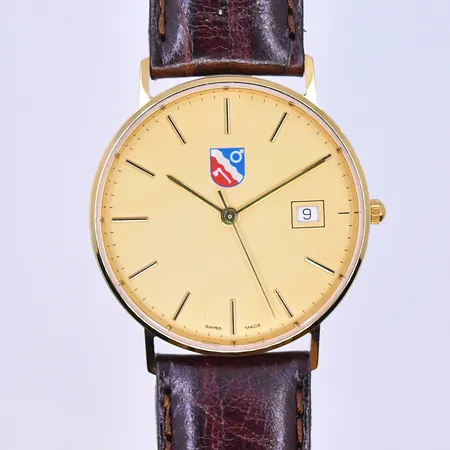 Herrur Borlänge kommun quartz datum Ø33 mm, graverad boett 14K.