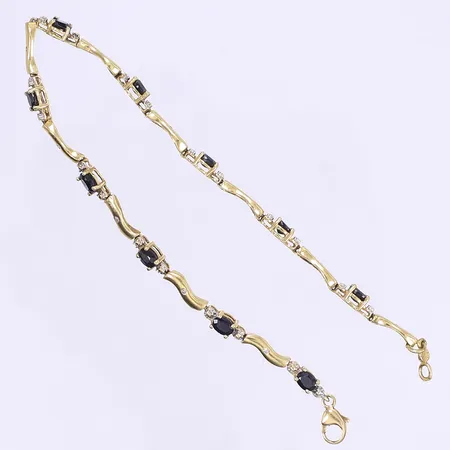 Armband med blå samt vita stenar 20cm bredd 4mm 14K Bruttovikt: 6,7g Vikt: 6,7 g
