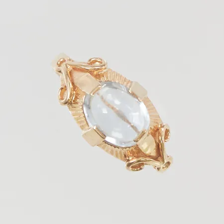 Ring stl:15¾ bredd 8mm syntetisk spinell, 18K 2,1g.