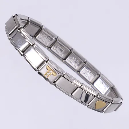 Armband Nomination stål med gulddetaljer i 18K Ø50mm bredd 9mm ej öppningsbart men flexilelt