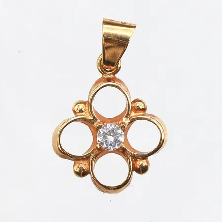 Hänge med vit sten, 20mm, 18K Vikt: 1 g