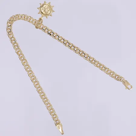 Armband med berlock i form av sol Midas längd 17,5cm bredd 4mm 14K Vikt: 5,6 g