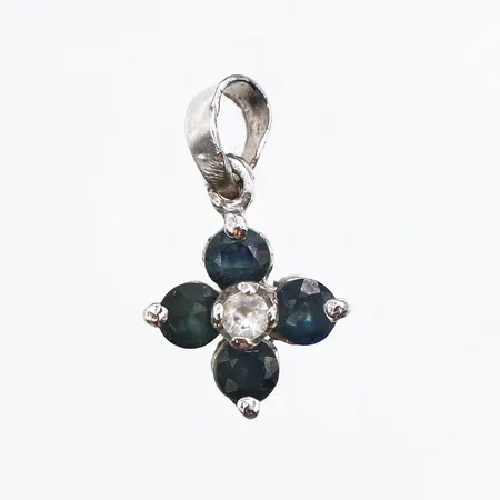 Hänge med blåa samt vit sten, 15mm, 925/1000 silver Vikt: 0,8 g