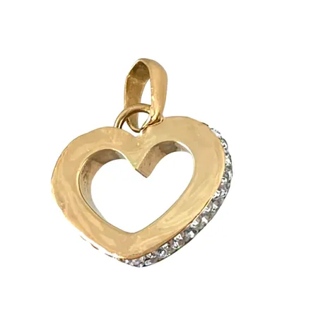 Hänge Hjärta i 18K guld, Kristaller, Guldfynd (GHA), längd inkl. ögla 18 mm, bredd 15 mm, tjocklek 2,7 mm Vikt: 1 g